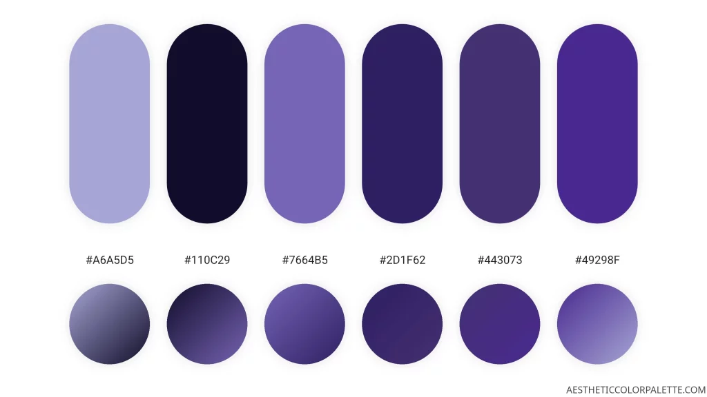 Aesthetic purple color palette
