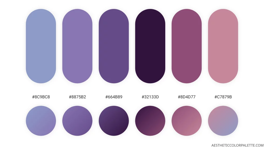 Aesthetic purple color swatches