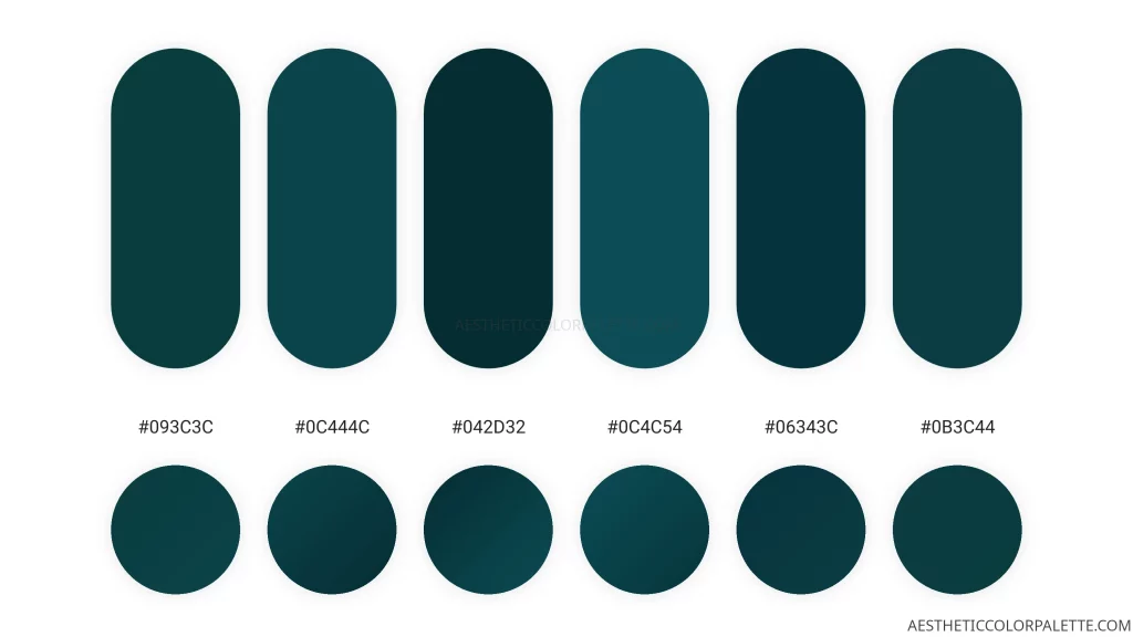 Dark Teal Colors With Hex Codes Aesthetic Color Palette