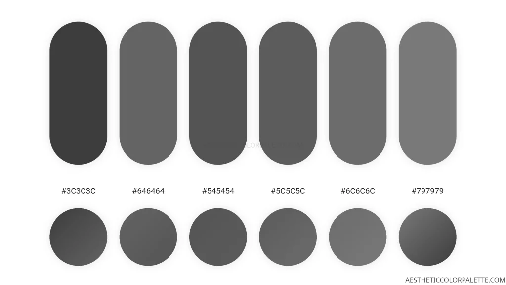 Graphite grey color palette swatches