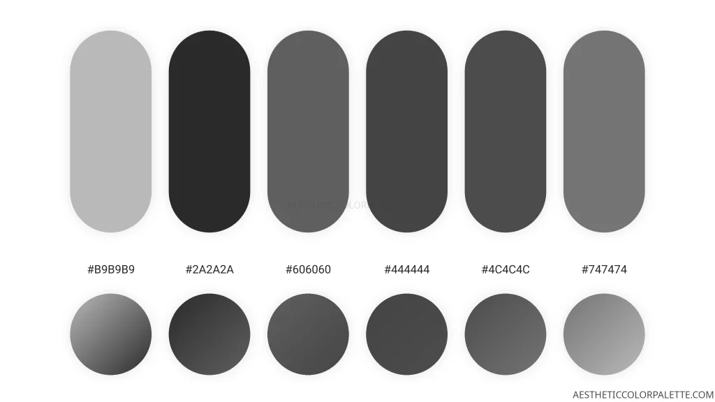 Graphite grey color shade swatches