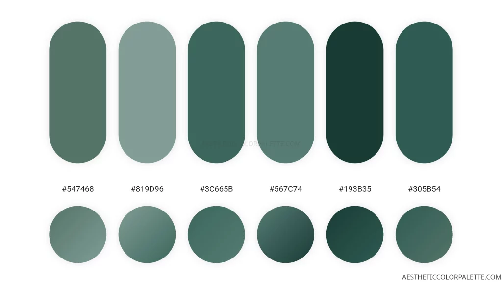 Greenish blue color palette numbers