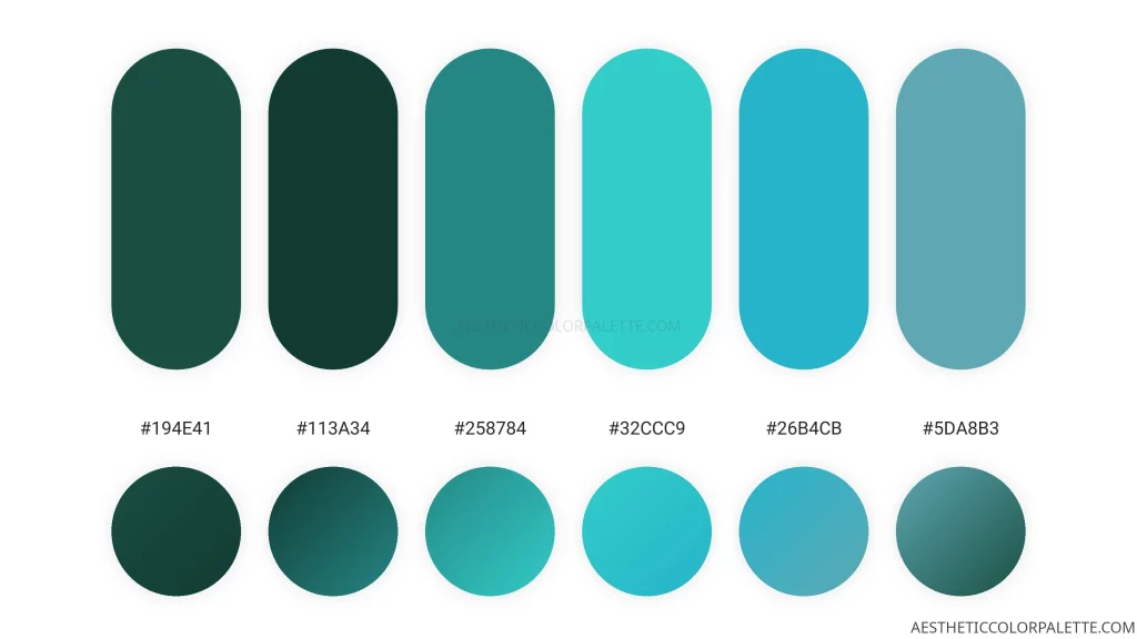 Greenish blue color swatches