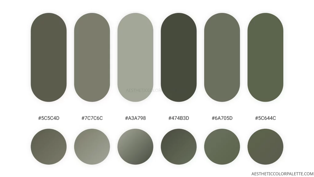 Light green color values swatches