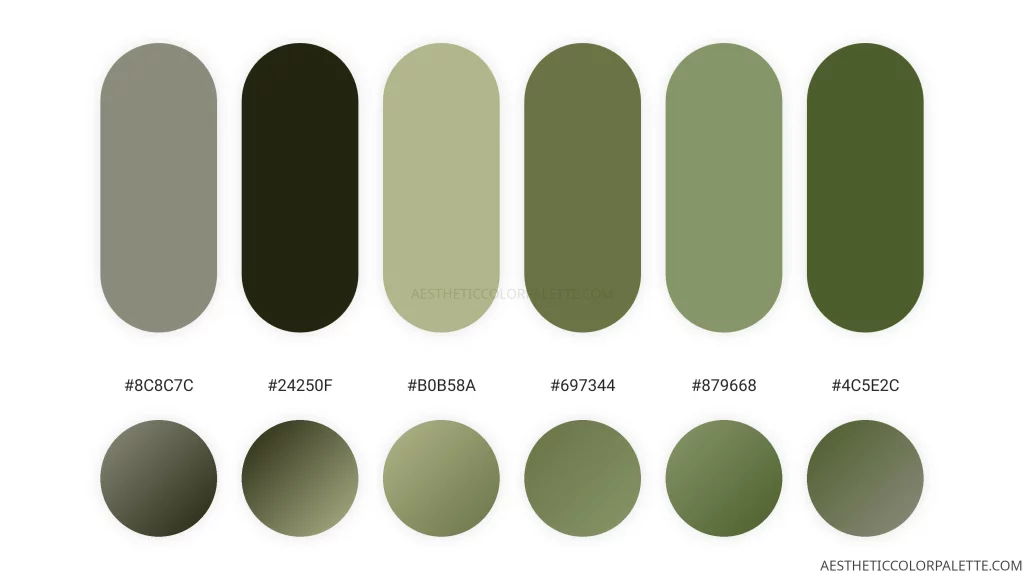 Moss green color numbers scheme