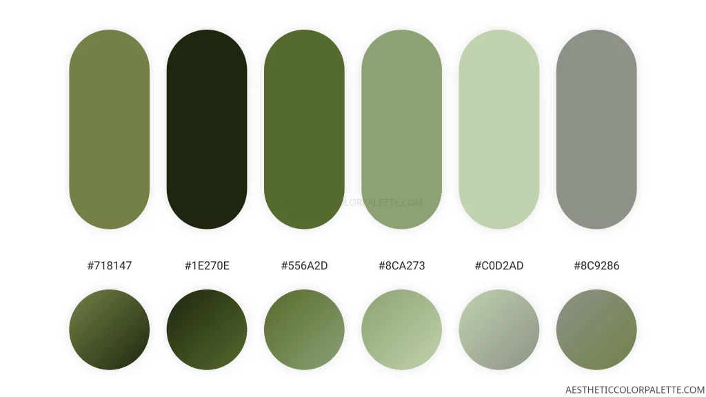 Moss green color palette swatches