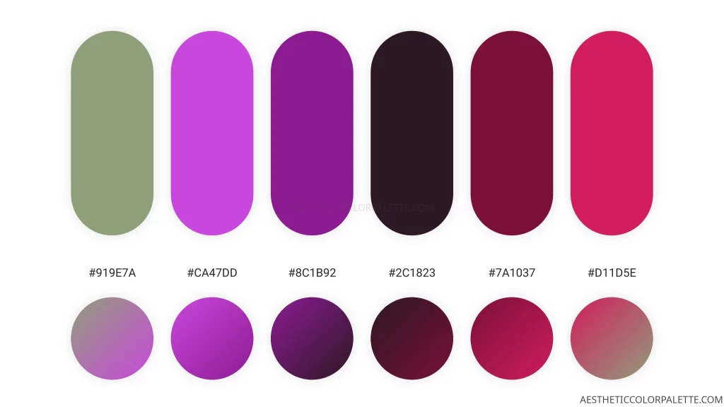 Red purple color shade swatches