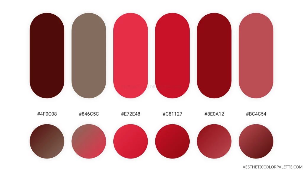 Rose red color palette swatches
