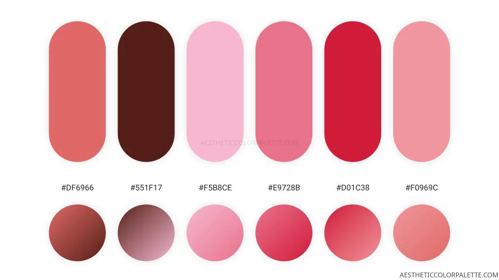 Rose red swatches and shades
