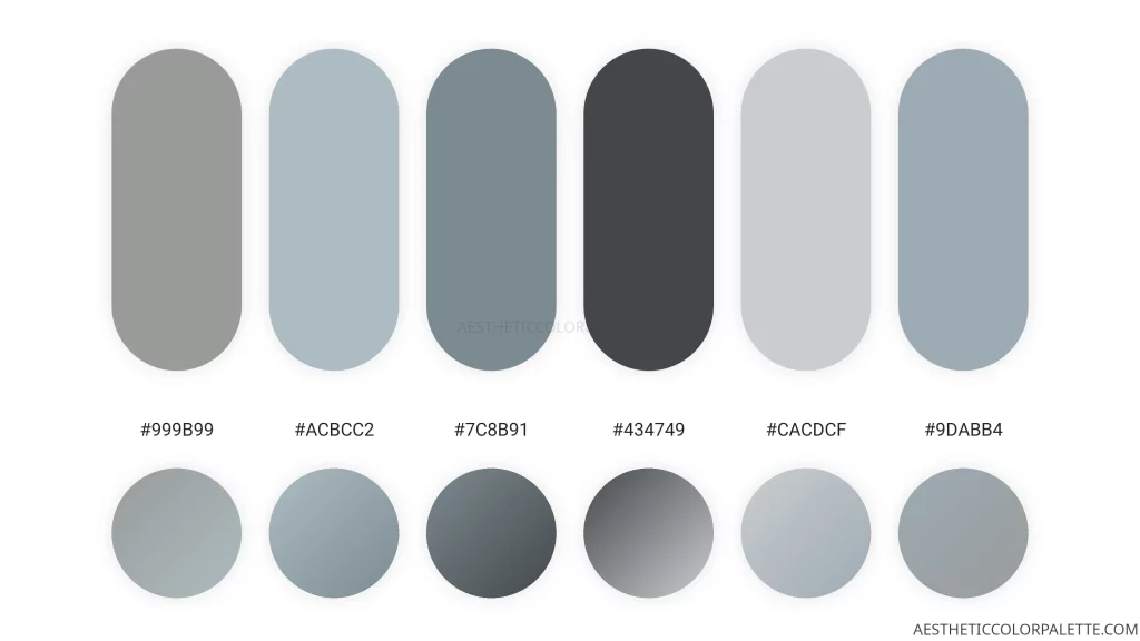 Silvery blue color palette numbers