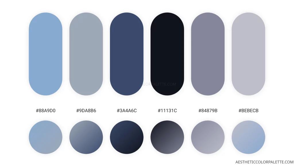 Silvery blue color swatches