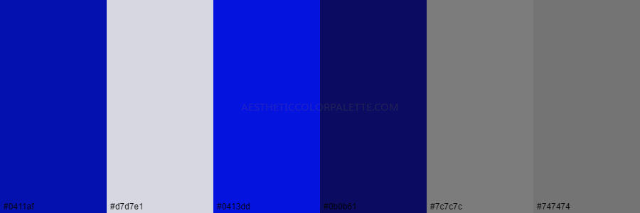 color palette 0411af d7d7e1 0413dd 0b0b61 7c7c7c 747474