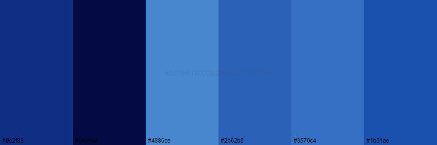 color palette 0e2f83 040b44 4886ce 2b62b8 3570c4 1b51ae