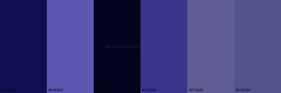 color palette 110e53 5d56b0 04041e 3b358e 615e95 54548d
