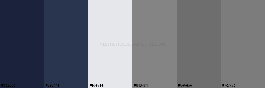 color palette 1b233c 29344e e6e7ea 848484 6e6e6e 7c7c7c
