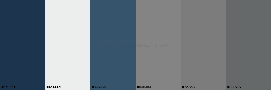 color palette 1d344e eceeed 36546b 848484 7c7c7c 666969
