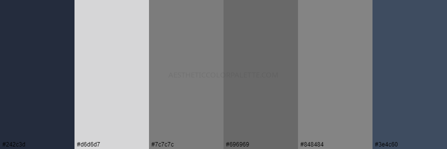 color palette 242c3d d6d6d7 7c7c7c 696969 848484 3e4c60