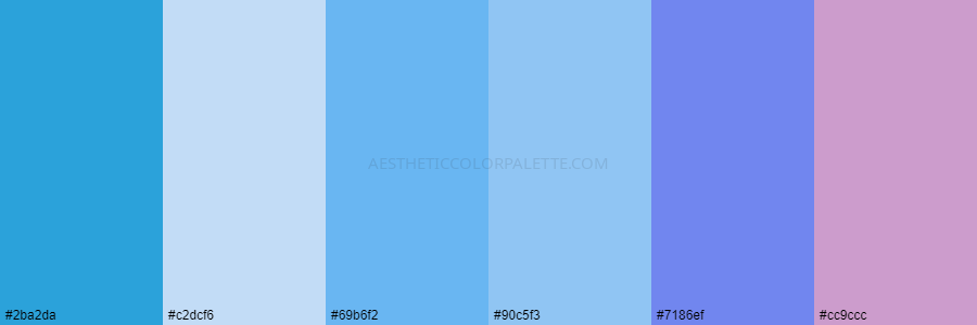 color palette 2ba2da c2dcf6 69b6f2 90c5f3 7186ef cc9ccc