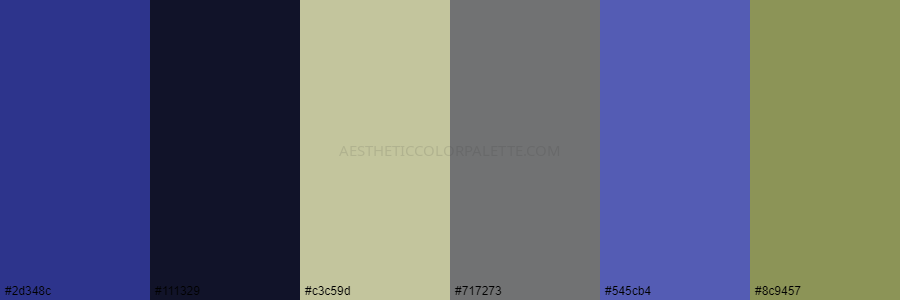 color palette 2d348c 111329 c3c59d 717273 545cb4 8c9457