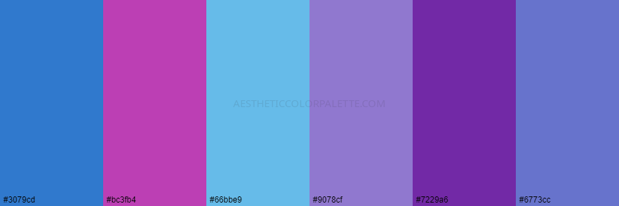 color palette 3079cd bc3fb4 66bbe9 9078cf 7229a6 6773cc