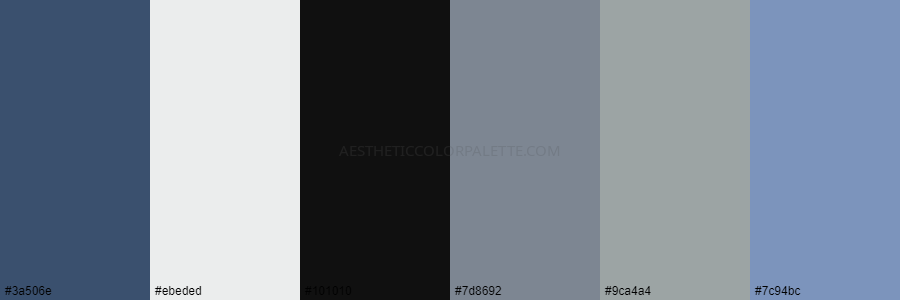 color palette 3a506e ebeded 101010 7d8692 9ca4a4 7c94bc