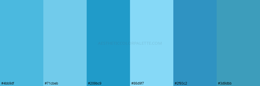 color palette 4bb9df 71cbeb 209bc9 86d9f7 2f93c2 3d9dbb