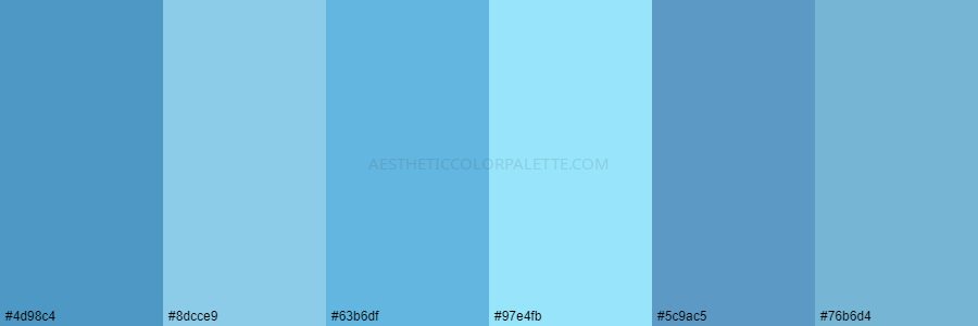 color palette 4d98c4 8dcce9 63b6df 97e4fb 5c9ac5 76b6d4