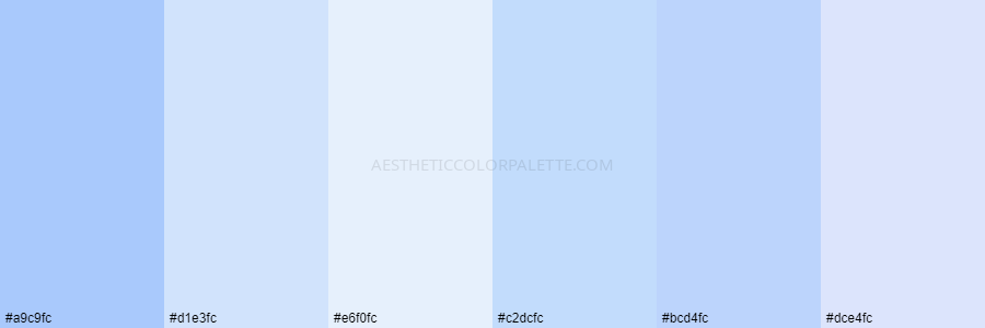 color palette a9c9fc d1e3fc e6f0fc c2dcfc bcd4fc dce4fc