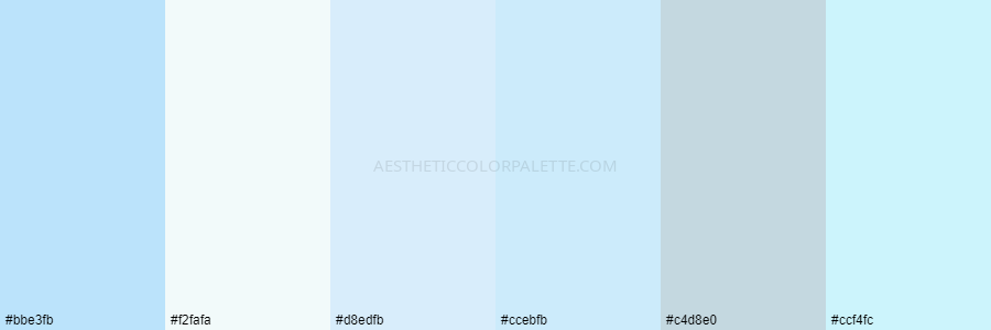color palette bbe3fb f2fafa d8edfb ccebfb c4d8e0 ccf4fc