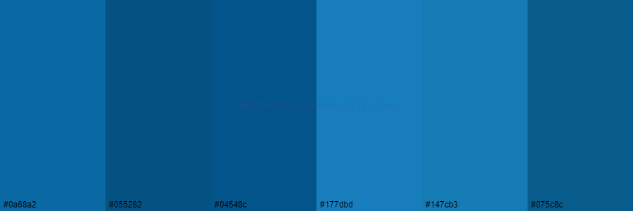 color palette 0a68a2 055282 04548c 177dbd 147cb3 075c8c