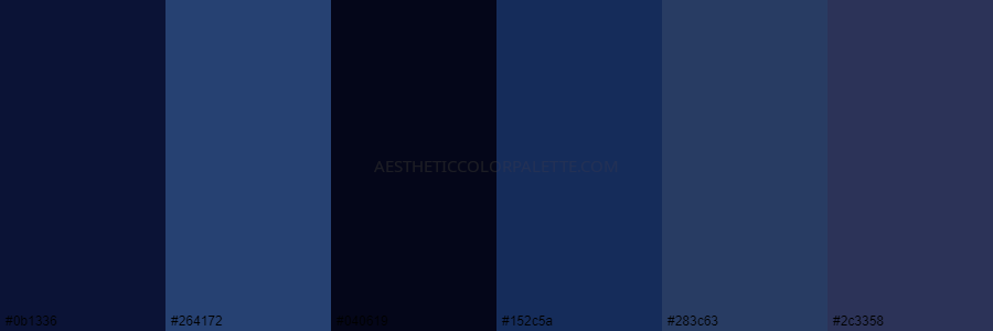 color palette 0b1336 264172 040619 152c5a 283c63 2c3358