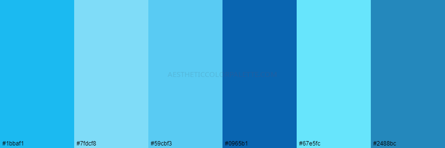 color palette 1bbaf1 7fdcf8 59cbf3 0965b1 67e5fc 2488bc