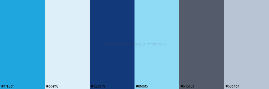 color palette 1fa6df ddeff8 123979 8fdbf5 545c6c b8c4d4