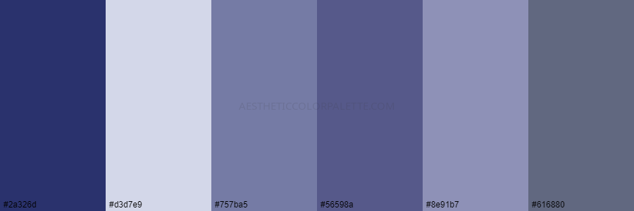 color palette 2a326d d3d7e9 757ba5 56598a 8e91b7 616880