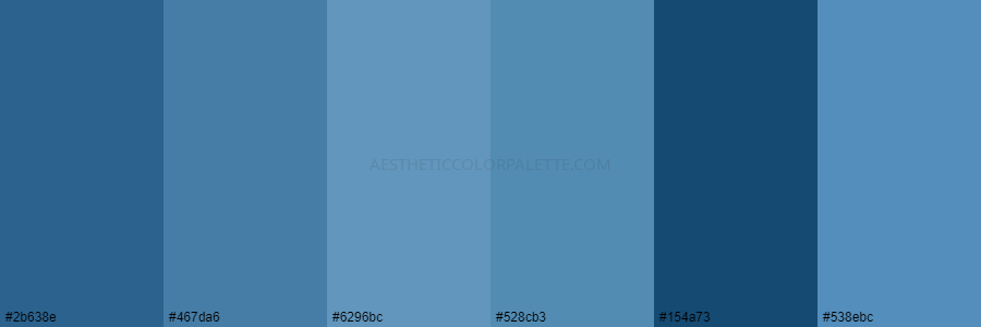 color palette 2b638e 467da6 6296bc 528cb3 154a73 538ebc