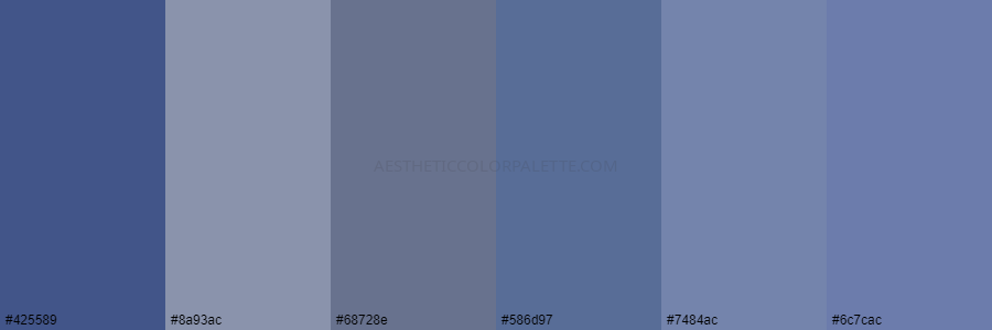 color palette 425589 8a93ac 68728e 586d97 7484ac 6c7cac