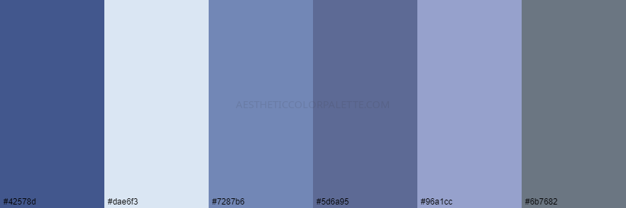 color palette 42578d dae6f3 7287b6 5d6a95 96a1cc 6b7682