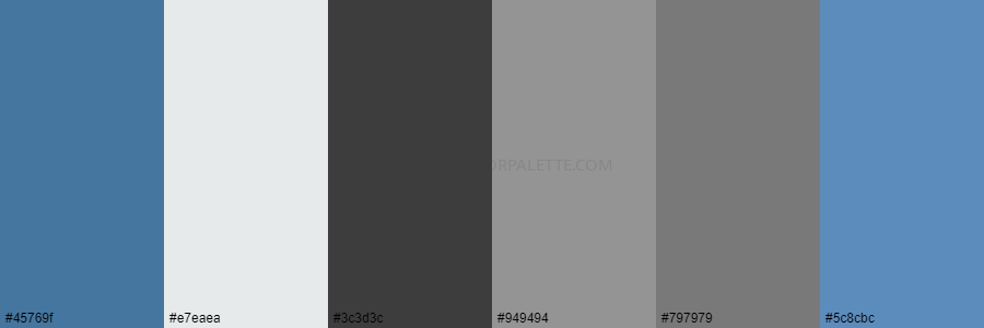 color palette 45769f e7eaea 3c3d3c 949494 797979 5c8cbc