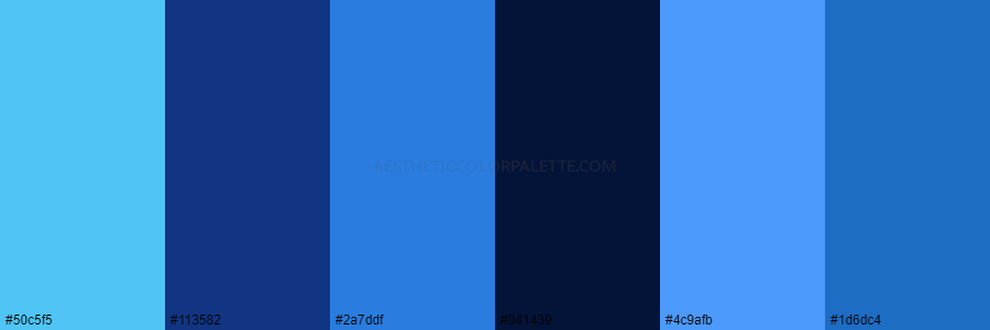 color palette 50c5f5 113582 2a7ddf 041439 4c9afb 1d6dc4