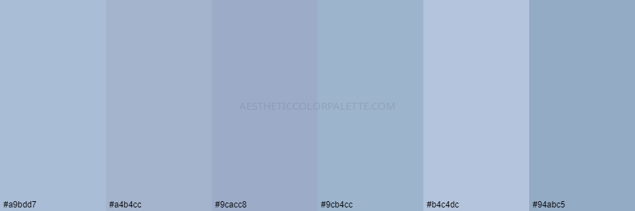 color palette a9bdd7 a4b4cc 9cacc8 9cb4cc b4c4dc 94abc5
