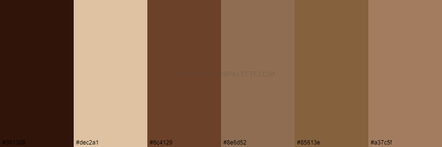 color palette 301309 dec2a1 6c4129 8e6d52 85613e a37c5f