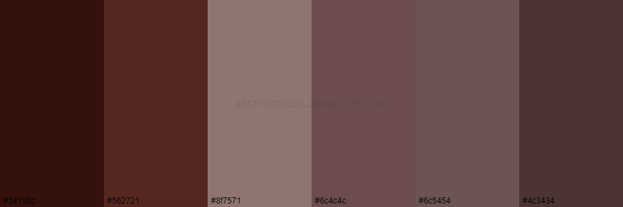color palette 34110c 562721 8f7571 6c4c4c 6c5454 4c3434