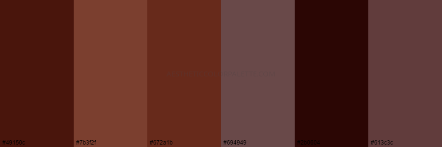 color palette 49150c 7b3f2f 672a1b 694949 2b0604 613c3c