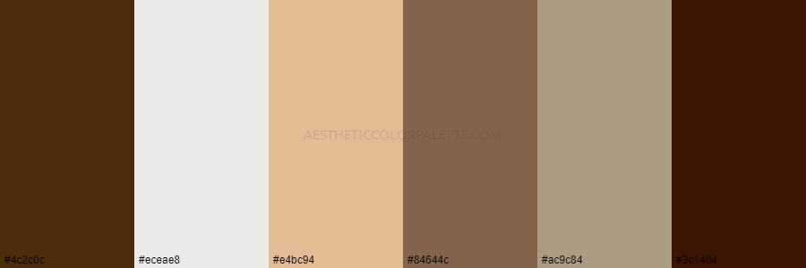 color palette 4c2c0c eceae8 e4bc94 84644c ac9c84 3c1404
