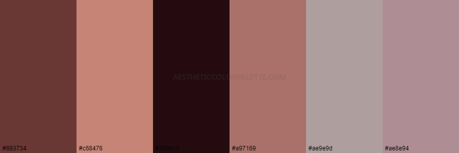 color palette 693734 c68476 250b10 a97169 ae9e9d ae8e94