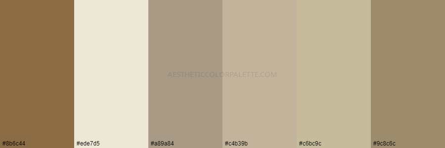 color palette 8b6c44 ede7d5 a89a84 c4b39b c6bc9c 9c8c6c