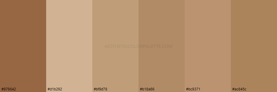 color palette 976642 d1b292 bf9d78 b18a66 bc9371 ac845c