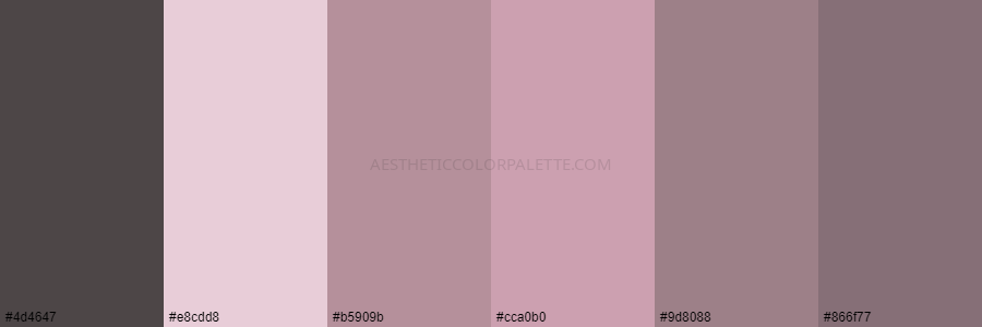 color palette 4d4647 e8cdd8 b5909b cca0b0 9d8088 866f77