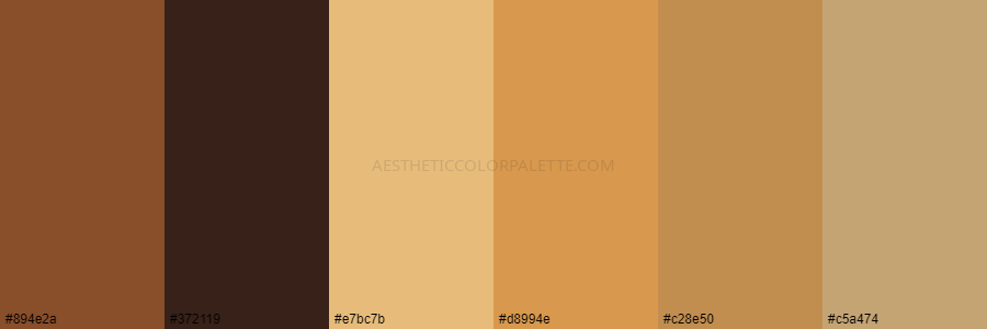 color palette 894e2a 372119 e7bc7b d8994e c28e50 c5a474