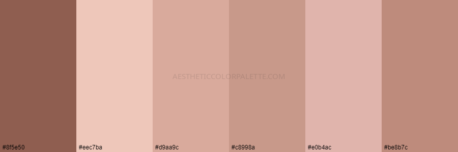 color palette 8f5e50 eec7ba d9aa9c c8998a e0b4ac be8b7c